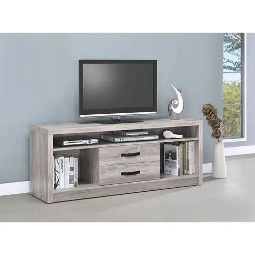 Burke 2 Drawer Tv Console Grey Driftwood