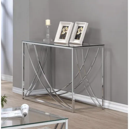 Lille Glass Top Rectangular Sofa Table Accents Chrome