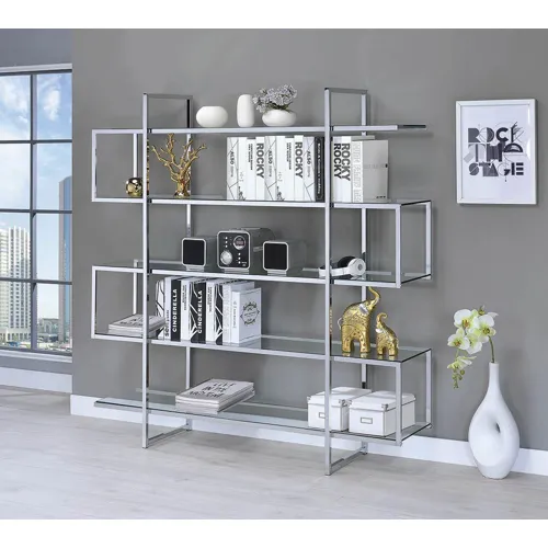 Elmer 5 Shelf Bookcase Chrome Clear