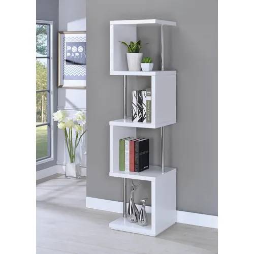 Baxter 4 Shelf Bookcase White Chrome