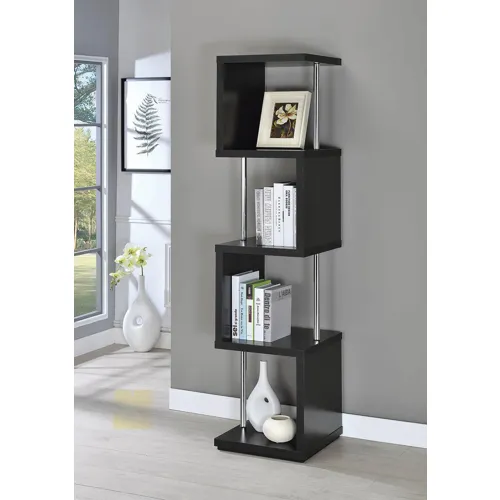 Baxter 4 Shelf Bookcase Black Chrome