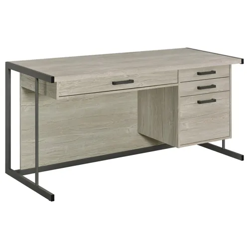 Loomis 60-Inch 4-Drawer Computer Desk Whitewashed Grey