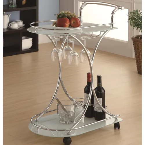 Elfman 2 Shelve Serving Cart Chrome White
