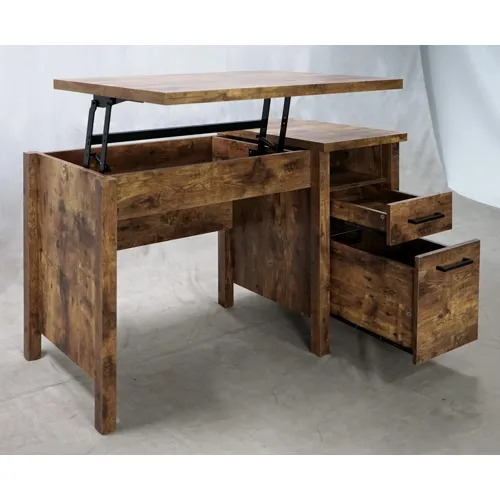 Delwin Lift Top Office Desk File Cabinet Antique Nutmeg