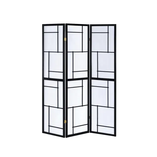 Katerina 3 Panel Folding Floor Screen Black White