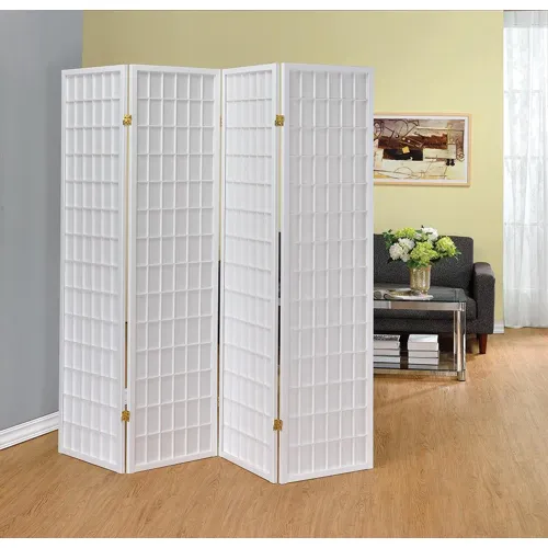 Roberto 4 Panel Folding Screen White