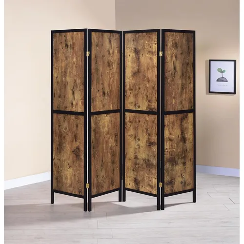 Deepika 4 Panel Folding Screen Antique Nutmeg Black