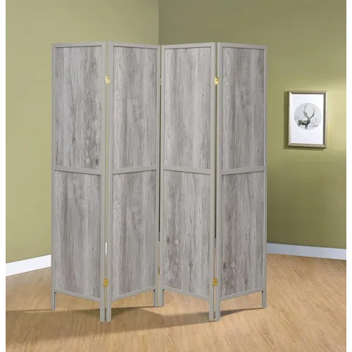 Deepika 4 Panel Folding Screen Grey Driftwood