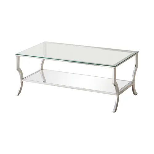 Saide Rectangular Coffee Table Mirrored Shelf Chrome