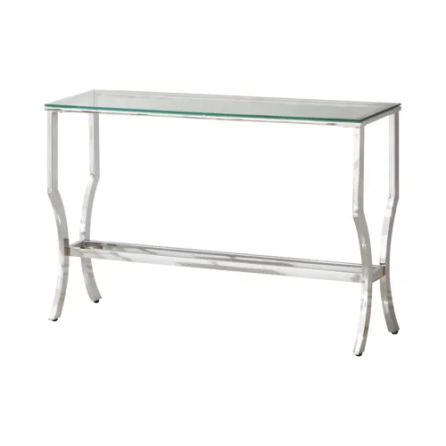 Saide Rectangular Sofa Table Mirrored Shelf Chrome