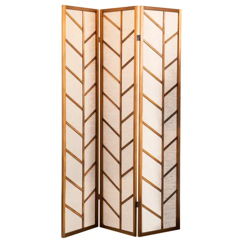 Mila Foldable 3 Panel Screen Walnut Linen
