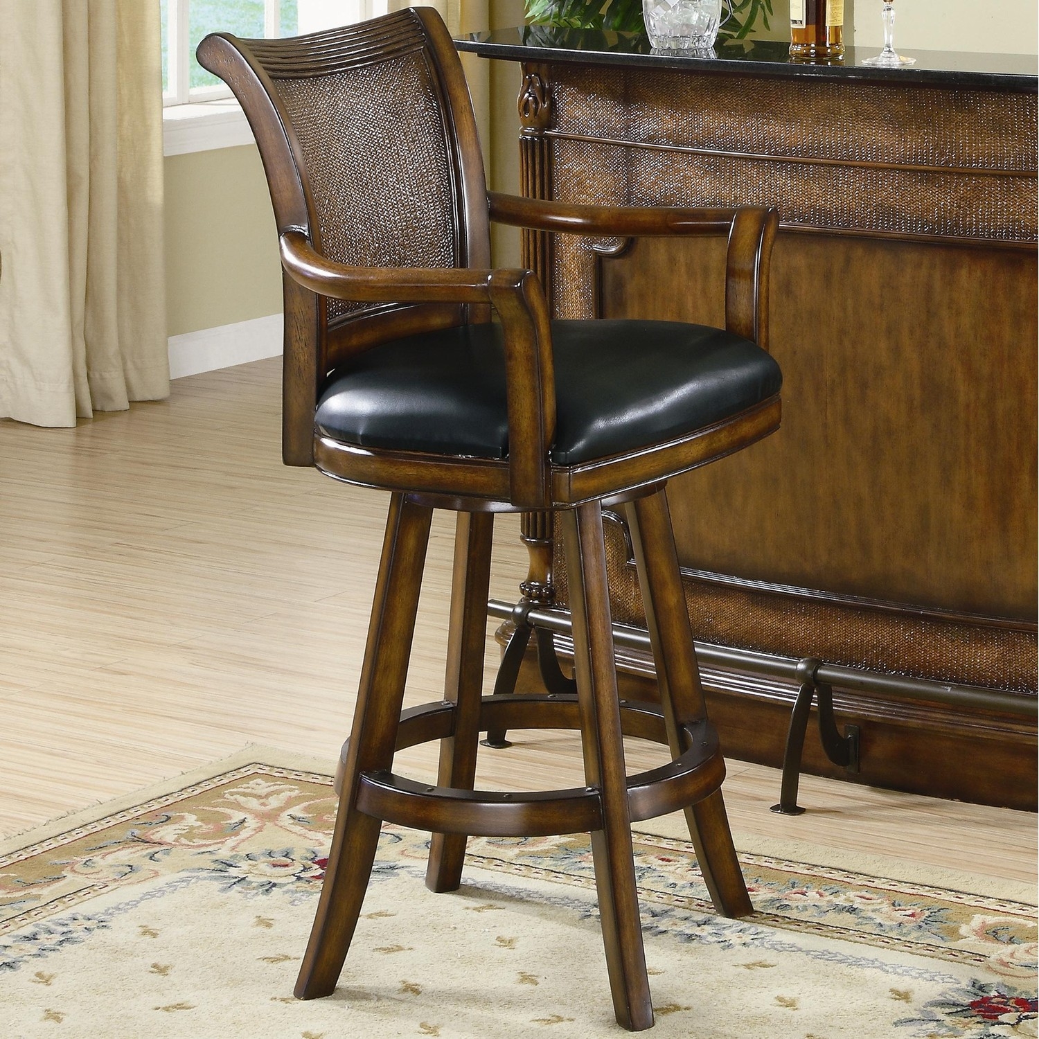 Traditional Ornate Brown Bar Stool 100174 by Coaster Furniture at Bruce