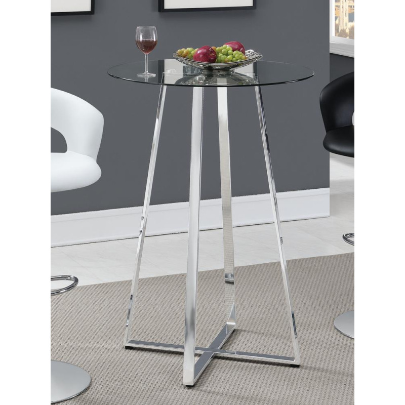 Zanella Glass Top Bar Table Chrome 100026 by Coaster Furniture at