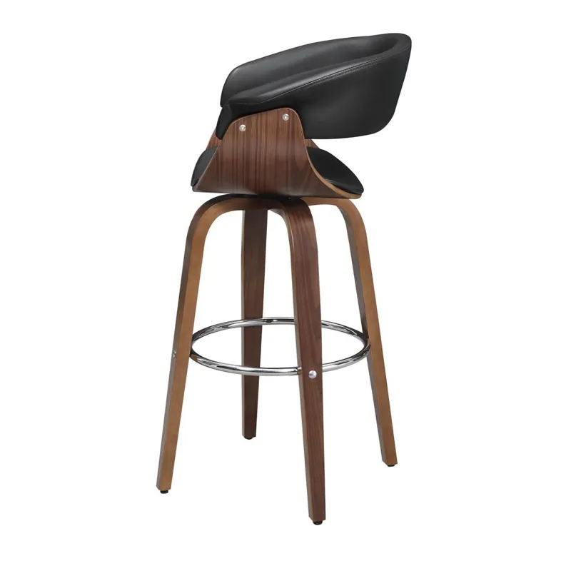Zion Upholstered Swivel Bar Stool Walnut Black