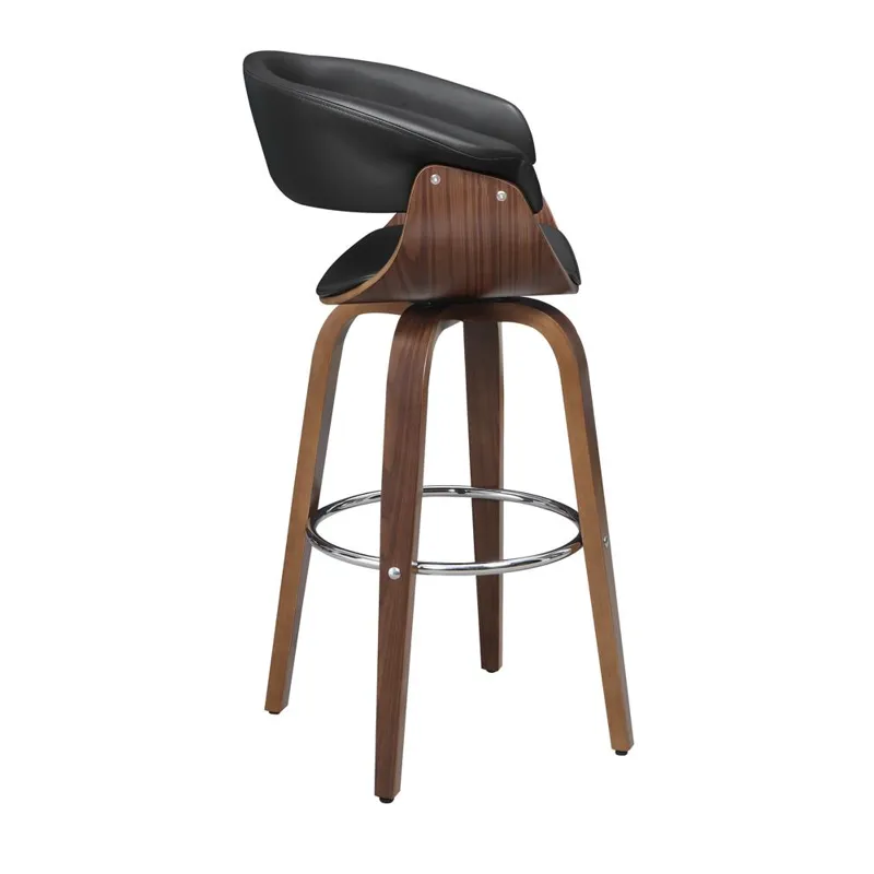 Zion Upholstered Swivel Bar Stool Walnut Black
