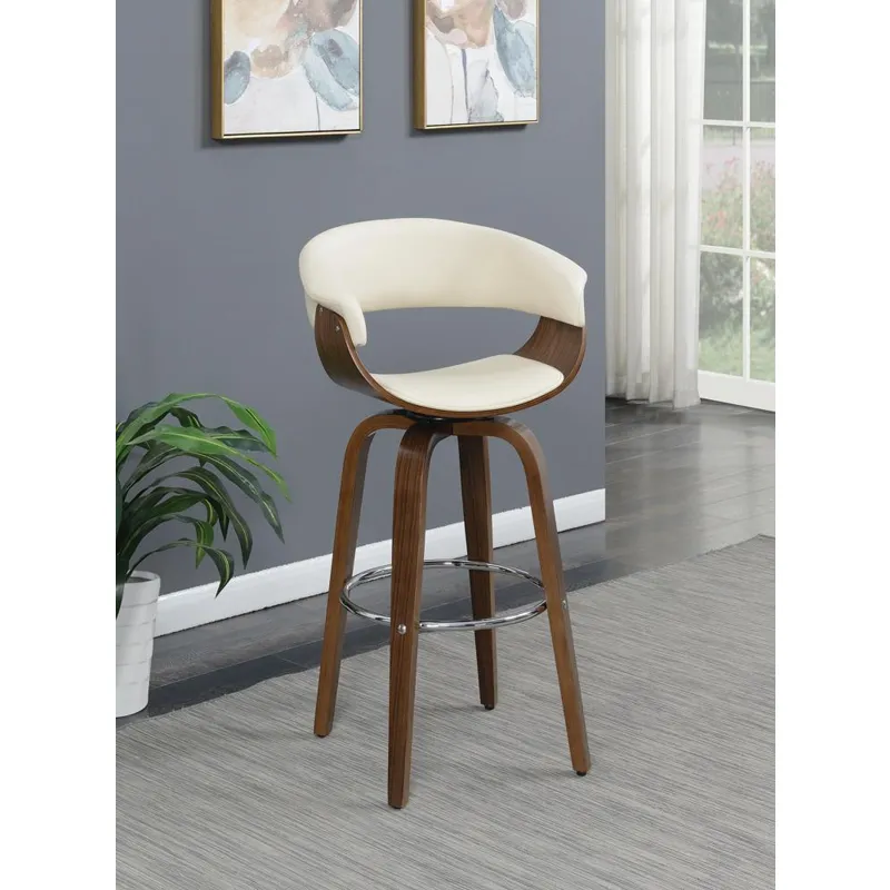 Zion Upholstered Swivel Bar Stool Walnut Ecru