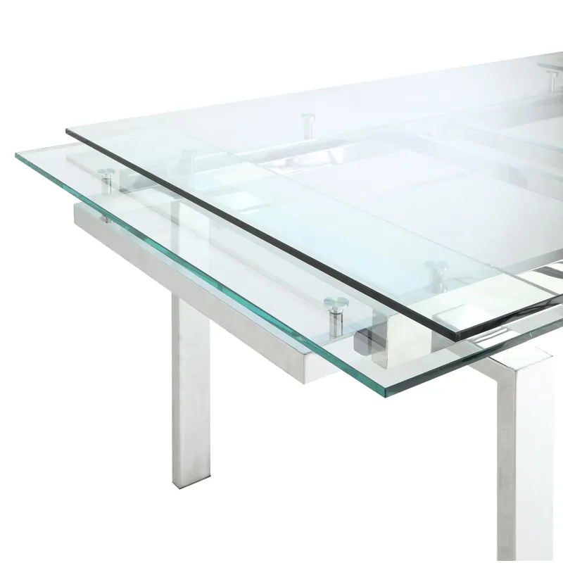 Wexford Glass Top Dining Table Extension Leaves Chrome