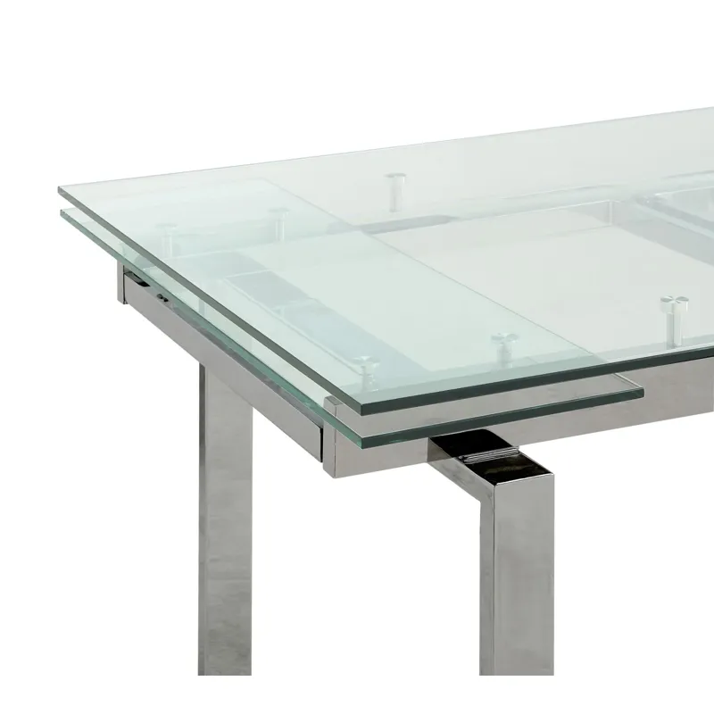 Wexford Glass Top Dining Table Extension Leaves Chrome