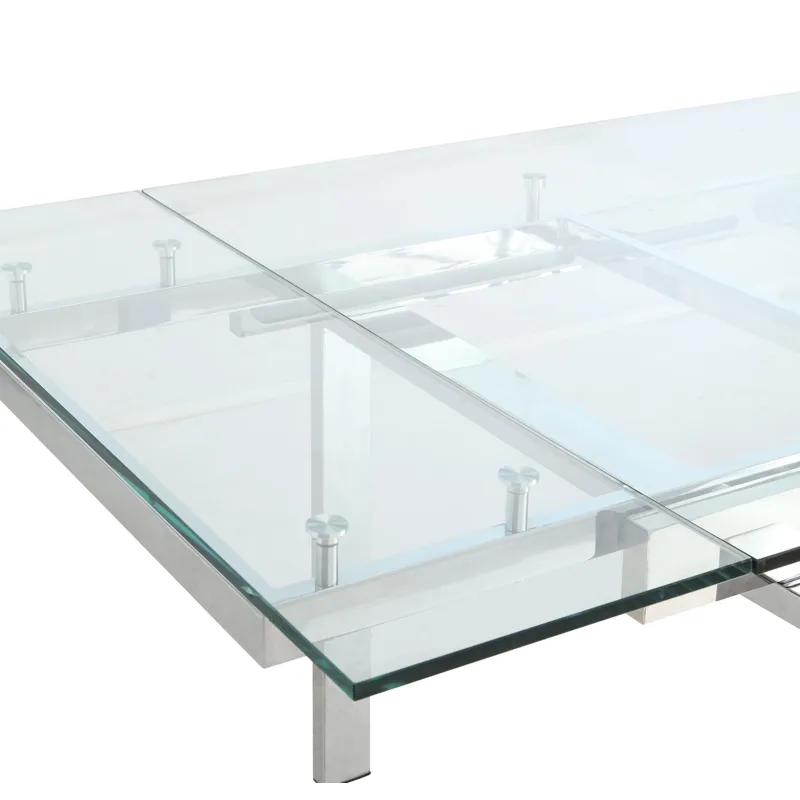 Wexford Glass Top Dining Table Extension Leaves Chrome