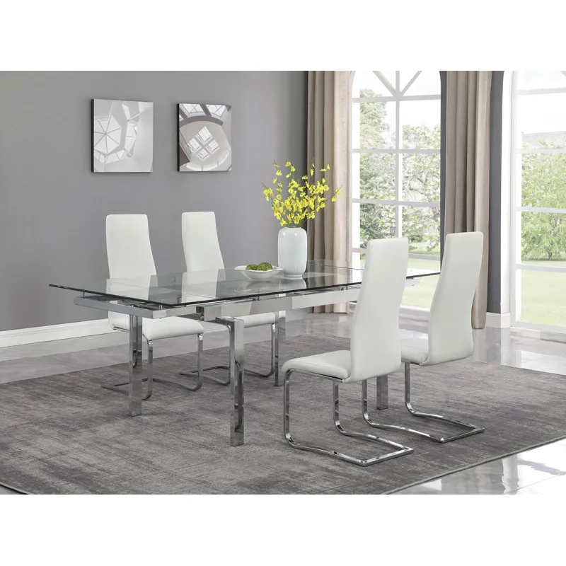 Wexford Glass Top Dining Table Extension Leaves Chrome