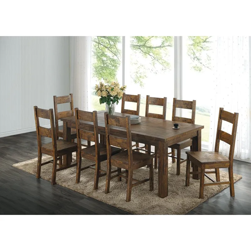 Coleman 9 Piece Rectangular Dining Set Rustic Golden Brown