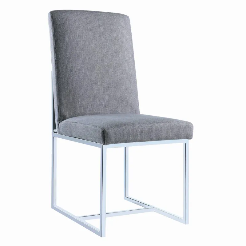Mackinnon Upholstered Side Chairs Grey Chrome (Set Of 2)