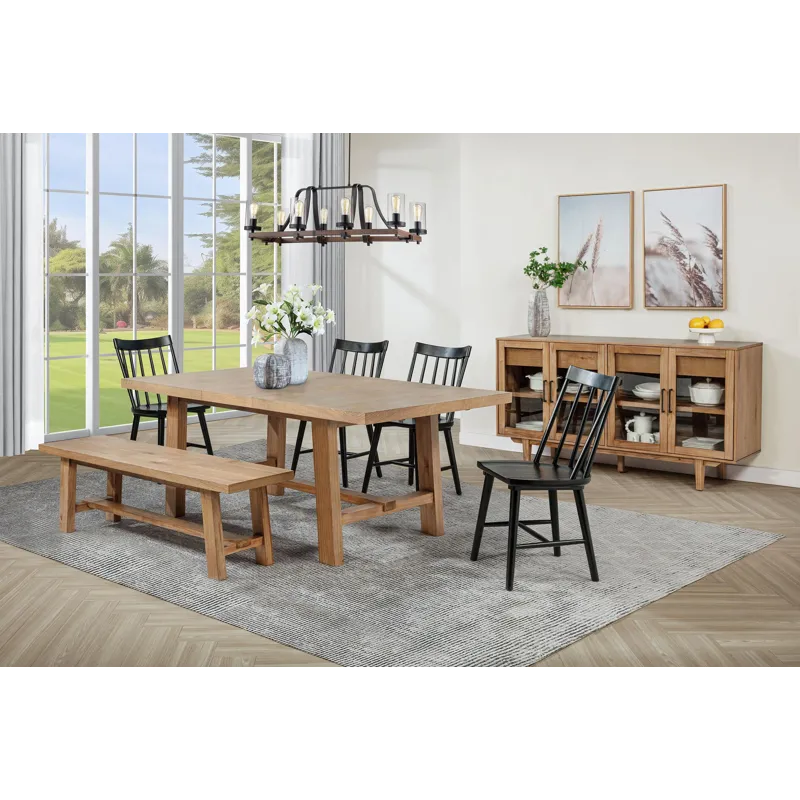 Middleton 76-Inch Extension Leaf Dining Table Natural Brown