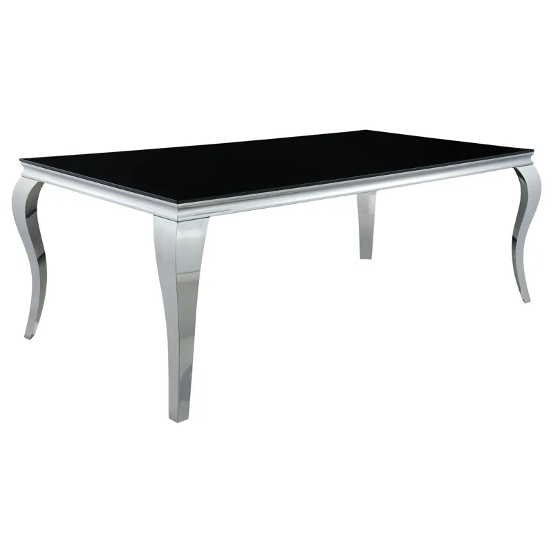 Carone Rectangular Glass Top Dining Table Black Chrome