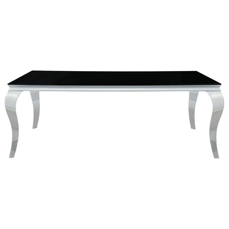 Carone Rectangular Glass Top Dining Table Black Chrome