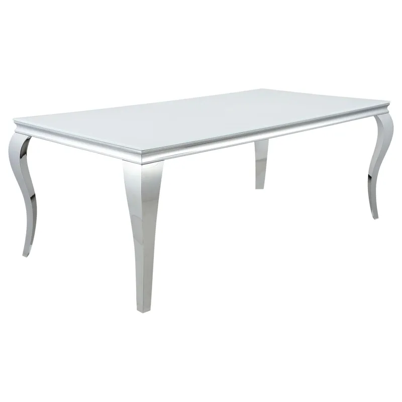 Carone Rectangular Glass Top Dining Table White Chrome