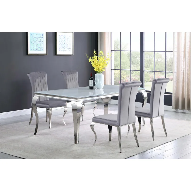 Carone Rectangular Glass Top Dining Table White Chrome