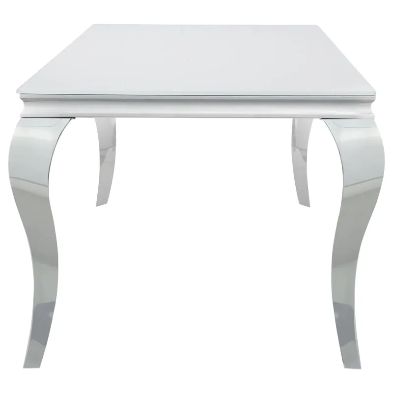 Carone Glass Top Dining Table White Chrome