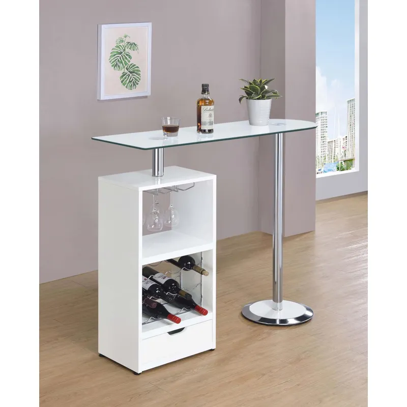 Koufax 1 Drawer Bar Table Glossy White