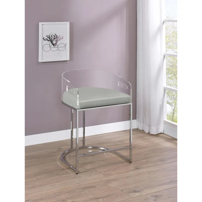 Thermosolis Acrylic Back Counter Height Stools Grey Chrome (Set Of 2)