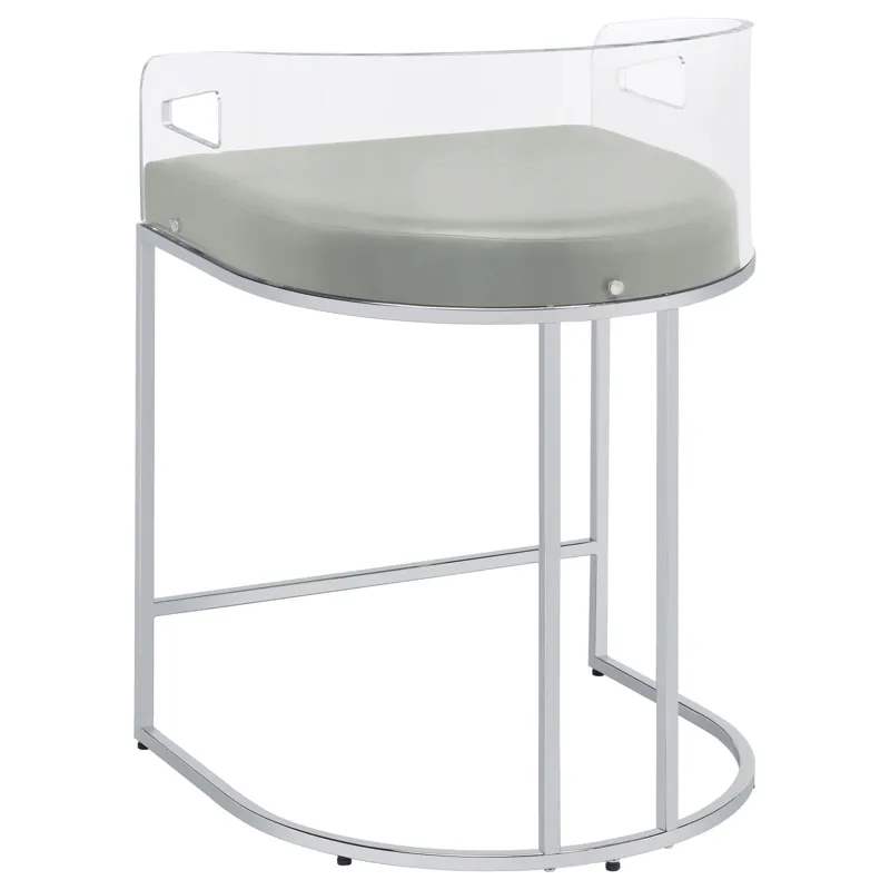 Thermosolis Acrylic Back Counter Height Stools Grey Chrome (Set Of 2)