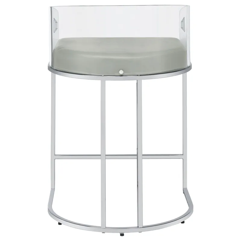 Thermosolis Acrylic Back Counter Height Stools Grey Chrome (Set Of 2)