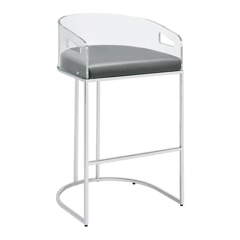 Thermosolis Acrylic Back Bar Stools Grey Chrome (Set Of 2)