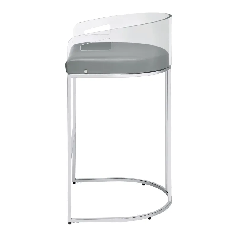 Thermosolis Acrylic Back Bar Stools Grey Chrome (Set Of 2)