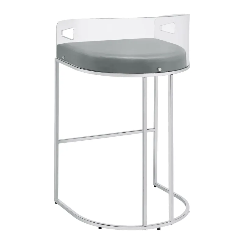 Thermosolis Acrylic Back Bar Stools Grey Chrome (Set Of 2)