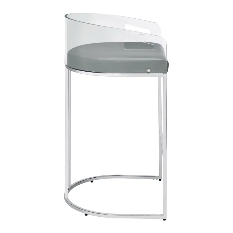 Thermosolis Acrylic Back Bar Stools Grey Chrome (Set Of 2)