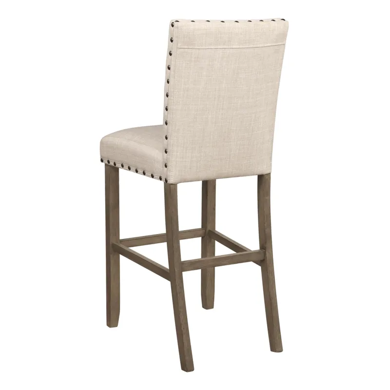 Ralland Upholstered Bar Stools Nailhead Trim Beige (Set Of 2)