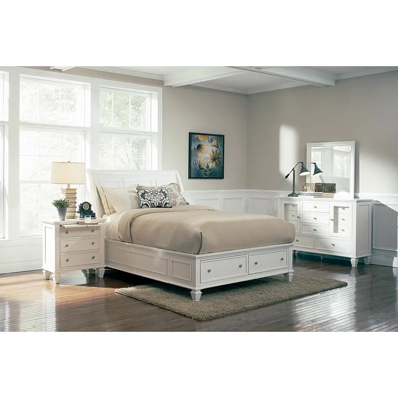 Sandy Beach Storage Sleigh Bed White - California King