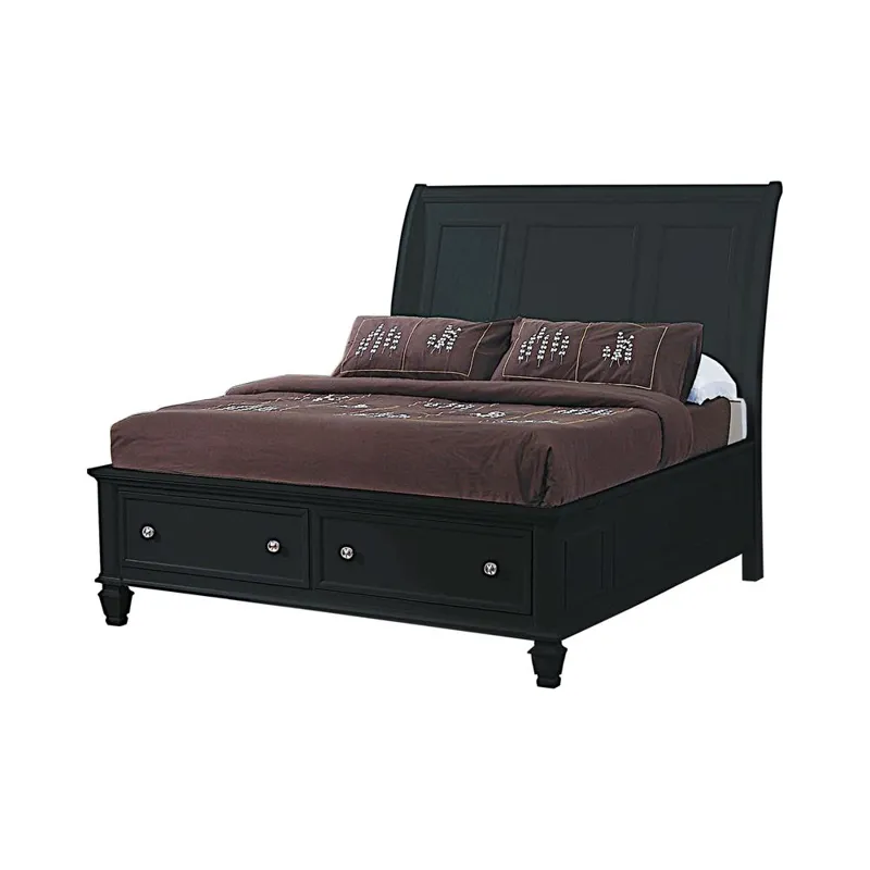 Sandy Beach Storage Sleigh Bed Black - California King
