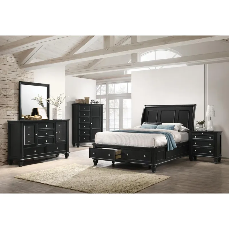 Sandy Beach Storage Sleigh Bed Black - California King