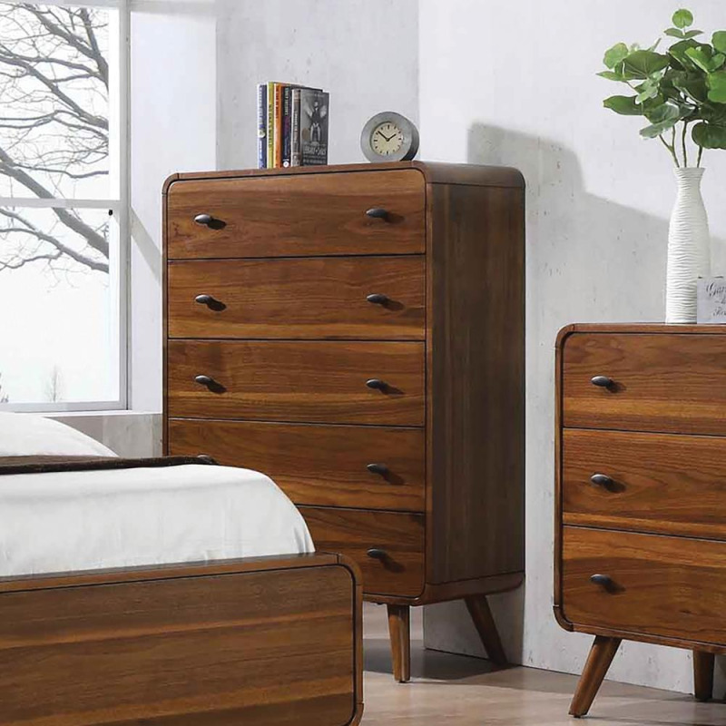 Robyn 5 Drawer Chest Dark Walnut 205135 by Coaster Furniture at