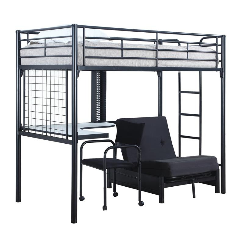 Jenner Futon Workstation Loft Bed Black Twin 2209 by Coaster