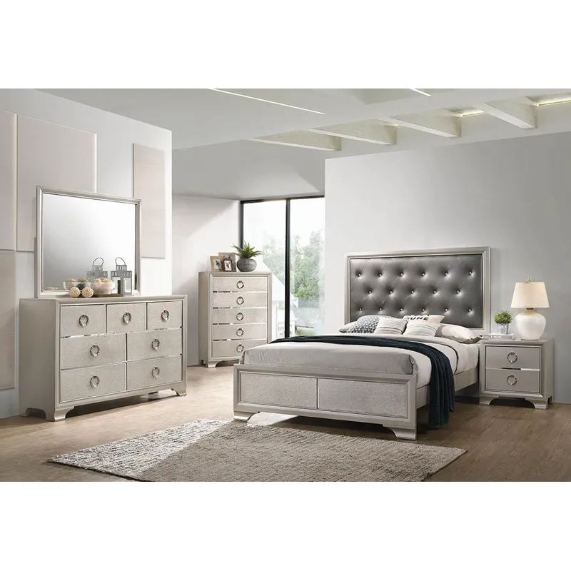 Salford 5 Piece Eastern Bedroom Set Metallic Sterling - King