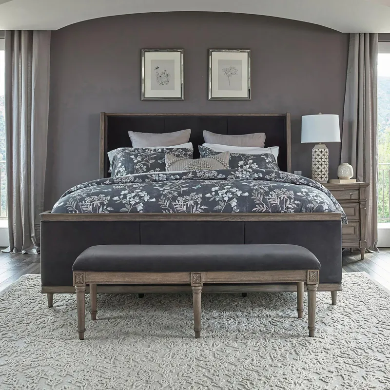 Alderwood Upholstered Panel Bed Charcoal Grey - California King