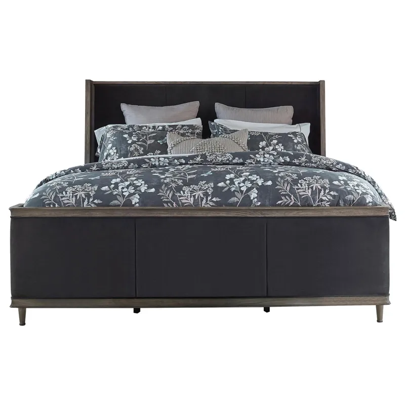Alderwood Upholstered Panel Bed Charcoal Grey - California King