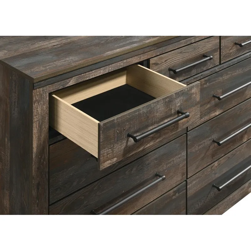 Ridgedale 9 Drawer Dresser Weathered Dark Brown